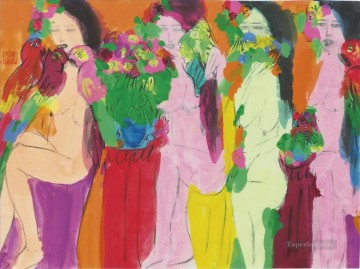 Moderno Painting - Cuatro damas modernas